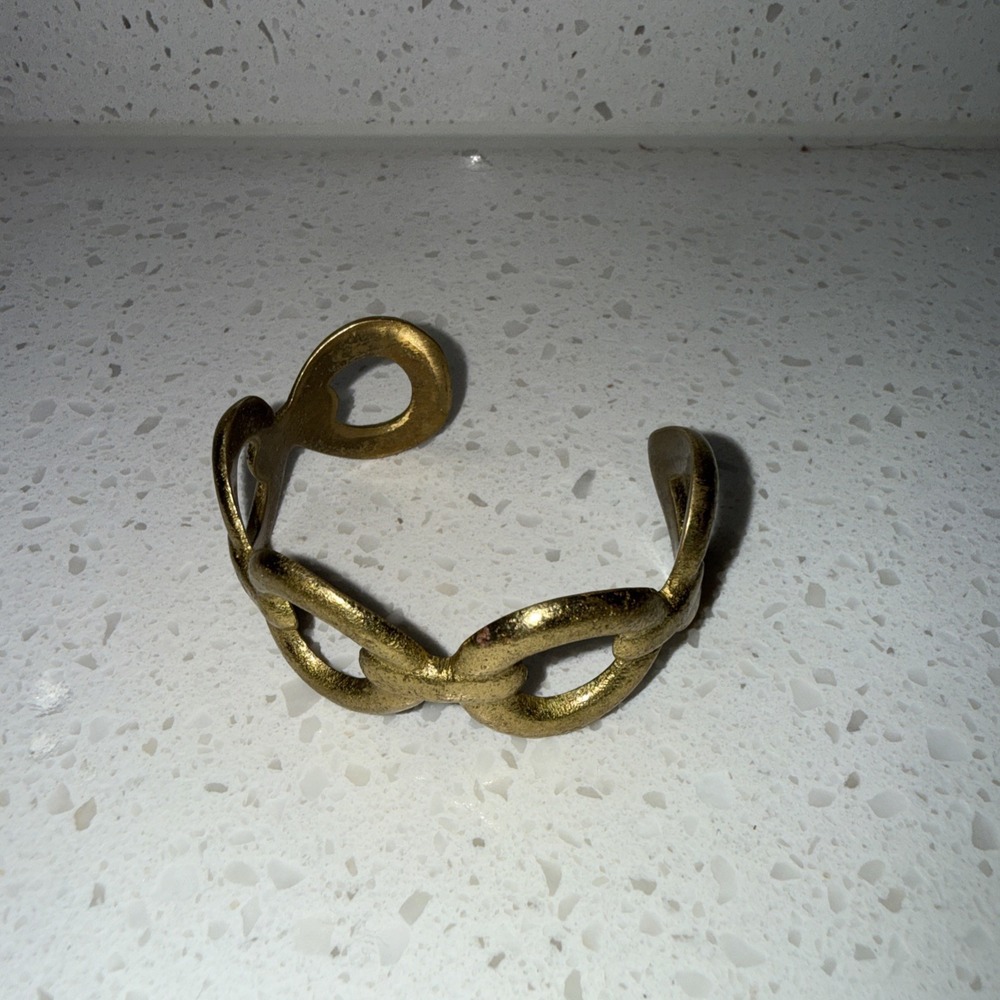 RC Rustic Cuff Gold Tone Thick Cuff Bracelet Stamped 'RC'